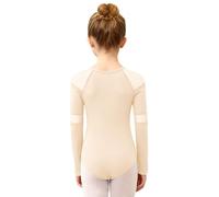 Freebily Maillot De Gimnasia Rítmica para Niña Mono De Danza sobre Hielo Leotardo Cuello Redondo con Malla Transparente Disfraz Bailarina Albaricoque 7-8 años