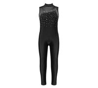 Freebily Mono de Danza Gimnasia para Niña Maillot sin Manga de Elástica Leotardo Ballet Maillot de Patinaje Artístico Mono de Deportivo Fitness Yoga 5-16 Años D Negro 13-14 años