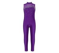 Freebily Mono de Danza Gimnasia para Niña Maillot sin Manga de Elástica Leotardo Ballet Maillot de Patinaje Artístico Mono de Deportivo Fitness Yoga 5-16 Años D Morado 13-14 años