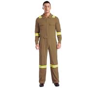 Freebily Mono De Trabajo para Hombre con Rayas Reflectantes De Alta Visibilidad Overoles Cuello Vuelto Manga Larga con Cremallera Y Bolsillos S-4xl Caqui XXL