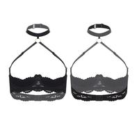 Freebily Mujer Sujetador Bralette Ropa Interior Sin Relleno Transparente Babydoll Parte Superior Pijama Noche Rave Tipo C M
