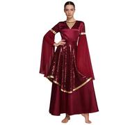 Freebily Mujer Vestido De Baile De Alabanza para Mujeres Ropa Danza Adoración Presentaciones Coros Cristianos borgoña M