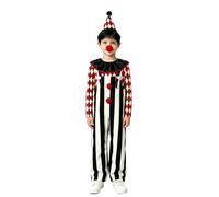 Freebily Niño Traje Payaso Unisex Con Tirantes Artista Circo Botones Pompom Rojo Negro Blanco 5-6 años