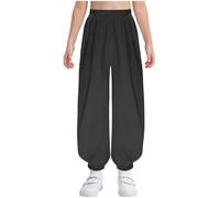 Freebily Pantalones Harem Satén De Danza del Vientre Niños Niñas Pantalones De Pierna Ancha Pantalón para Entrenamiento De Wing Chun Negro 11-12 años