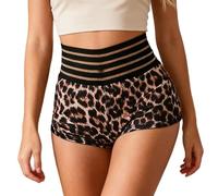 Freebily Shorts Print Leopardo Mujer Pantalones Cortos Yoga Baile Control Vientre Calzoncillos De Running Golf Marrón L