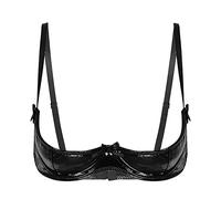 Freebily Sujetador Sexual Abierto para Mujer Lencería de Encaje Floral Ropa Interior Cordón Sostén de Encaje Negro Sexy Sujetador de Noche Mujer Black L