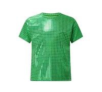 Freebily Top Lentejuelas Niñas Niños Camiseta Manga Corta Crop Top Deportivo Camiseta Brillante De Baile Latino Jazz Hiphop Disfraz Fiesta Actuación Verde 3-4 años