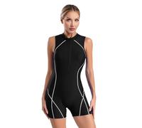 Freebily Traje De Baño Atlético De Una Pieza para Mujer Bañador Natación Sin Mangas Mono Deportivo Traje De Neopreno De Surf UPF 50+ Negro XL