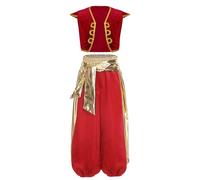 Freebily Traje De Princípe Árabe Para Niños Chaleco Sin Mangas Y Pantalones Largos Disfraz Halloween Navidad Carnaval Cosplay Rojo 13-14 años