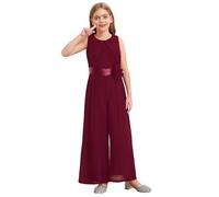 Freebily Traje de un Solo Pedazo para niñas con Gasa y Adornos de Flores, Peto de Fiesta para Bailes borgoña 9-10 años