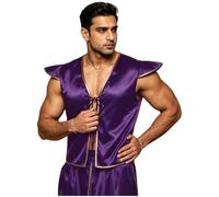 Freebily Traje Príncipe Hombre Traje Aladín Hombre Halloween Abrigo Sin Mangas Disfraz Halloween Árabe Vestirse Elegante Espectáculo Cosplay Púrpura S