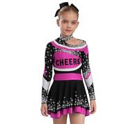 Freebily Trajes De Porristas Para Niñas Crop Top Y Falda Plisada Uniforme De Animadora Líder Disfraz De Actuación De La Escuela Secundaria Rosa caliente 11-12 años