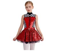 Freebily Vestido Brillante De Corredor para Niña Vestido Cuello Alto Sin Mangas Mono De Danza Gimnasia Disfraz para La Fiesta Temática De Halloween Rojo 3-4 años
