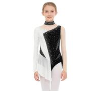 Freebily Vestido De Patinaje Artistico Niña Maillot con Falda Tul Body Clásico Vestido Lentejuelas De Baile Actuación Blanco 13-14 años