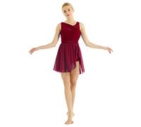 Freebily Vestido Maillot de Tul para Danza Ballet Gimnasia Leotardo con Falda Gimnasia Baile Color Blanco Negro Vino Rojo Mujer Wine Red M