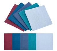 FREEBLOSS 10 piezas de tela Sashiko teñida a mano de 10.4 x 10.4 pulgadas, cuadrados de tela de ramio 100% natural para suministros de acolchado, patchwork, costura, decoración del hogar con 5 colores