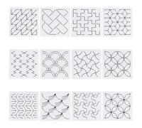 FREEBLOSS 12 Plantillas de Plástico Sashiko, 14 x 14 cm, para Acolchado y Bordado a Mano - Patrones de Línea de Dibujo para Amantes de la Costura