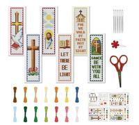 FREEBLOSS 22 x 8 cm, juego de 6 marcadores de punto de cruz, juegos de marcapáginas, temas bíblicos a cuadros, patrones de punto de cruz, marcadores de punto de cruz, juego de marcadores de punto de