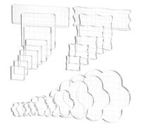 FREEBLOSS 24 Bloque de Sello Acrílico 3 Estilos Transparente Acrílico Sello Bloque De Herramientas Con Cuadrícula Cuadrado Floral Cuadrado Circular E Irregular Bloques Cuadrados 5 15cm