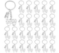 FREEBLOSS 24 llaveros de teatro con máscara de drama musical de aleación con colgante cuadrado para hombres, amantes de la música, regalos plateados, longitud de cadena de 2.3 pulgadas, blanco