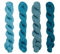 FREEBLOSS 4 madejas de hilo Sashiko Sashiko, 4 hilos de algodón puro de 100 m, hilo de coser japonés, kit de costura para acolchado y bordado, suministros de 4 colores temáticos azules