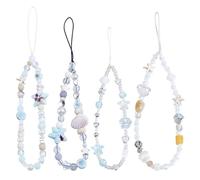 FREEBLOSS 4 piezas cuentas teléfono encantos correa perlas cámara correa muñeca elementos marina teléfono móvil compatible con cámara bolsa llavero accesorios