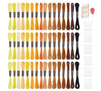 FREEBLOSS 48 madejas de hilo de bordado con temática otoñal con bobinas de hilo dental, enhebrador de agujas y 16 agujas de bordar, multicolor, 8.7 yardas por madeja, 6 hebras