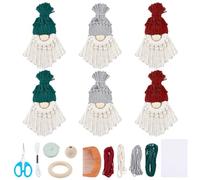 FREEBLOSS 6 Set DIY Santa Claus Kit DIY Macrame Santa Claus para la decoración del árbol de Navidad Árbol de Navidad Gnomos Colgantes Santa Elf Decoraciones para el Hogar Decoración Navideña