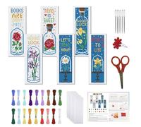 FREEBLOSS 6 Unidades punto de cruz marcador kit de punto de cruz flor en botella estampado bordado marcador con instrucción Cruz punto Kits para adultos DIY marcador kit 6x20cm
