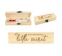 FREEBLOSS Caja de recuerdos para pruebas de embarazo, regalo sorpresa, regalo de anuncio de embarazo, regalo para el marido, de madera, recuerdo con cinta de rafia (Little Secret)