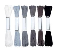 FREEBLOSS Hilo Sashiko de 300 yardas, 6 madejas, cordón de algodón 100 % gris, hilo de bordado japonés, hilos Sashiko para coser a mano, hilo grueso Sashiko para suministros de bordado japonés, hilo