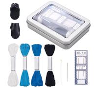 FREEBLOSS Juego completo de Sashiko con 4 colores de hilo Sashiko, 2 agujas, 2 dedales ajustables, herramientas Sashiko para coser a mano, kit de hilo Sashiko y dedales de agujas para principiantes