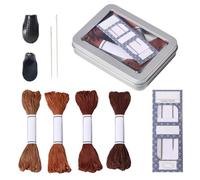 FREEBLOSS Juego completo Sashiko con 4 colores de hilo Sashiko, 2 agujas, 2 dedales ajustables, herramientas de costura para hilo de coser a mano y dedales de agujas para principiantes (marrón)