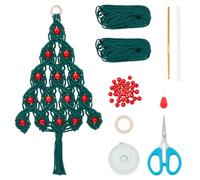 FREEBLOSS Juego de 2 adornos para colgar en la pared con cuentas de madera rojas, borlas de macramé para colgar en la pared, kit de macramé para principiantes