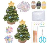 FREEBLOSS Juego de 2 juegos de ganchillo para principiantes, kit de ganchillo de árbol de Navidad para adultos, juego de ganchillo de Navidad todo lo que necesitas con video tutorial paso a paso para