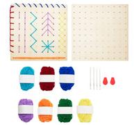FREEBLOSS Juego de 2 tablas de coser de madera para niños habilidades motoras practicando juguetes de cordones de madera para niños, kits de rosca de madera, primeros kits de costura para niños