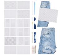 FREEBLOSS Juego de 26 estabilizadores de patrón de bordado Sashiko solubles en agua, kit Sashiko incluye agujas de hilo Sashiko y kit Sashiko de tela para amantes del bordado, 21 x 29,7 cm