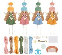 FREEBLOSS Juego de 4 adornos colgantes de macramé de ángel, kit de macramé de Navidad, decoración colgante de macramé, kit de macramé para principiantes