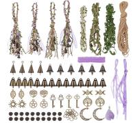 FREEBLOSS Juego de 4 campanas de bruja, kit de protección de campanas de bruja, bohemio, hecho a mano, suministros de brujería para bricolaje, campanillas de viento, habitación, jardín