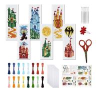 FREEBLOSS Juego de 6 juegos de punto de cruz, kit de punto de cruz, juego de bordado, marcapáginas, punto de cruz, juego de bordado para principiantes, punto de cruz, imágenes de punto de cruz, para