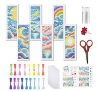 FREEBLOSS Juego de 6 marcadores de punto de cruz, kit de punto de cruz, juego de bordado con temática de nubes de fantasía con instrucciones para adultos de 8 x 2.4 pulgadas