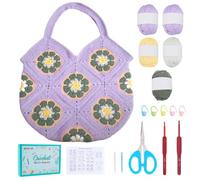 FREEBLOSS Juego de bolsas de ganchillo para principiantes crochet bolsa de flores para mujer con instrucciones en video paso a paso kit de punto para adultos