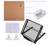 FREEBLOSS Juego de tableros de macramé de 20 x 20 cm con clips de alfileres y soporte de metal ajustable, tablero de proyectos de madera para trenzar, suministros de macramé para adultos principiantes