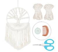 FREEBLOSS Kit de atrapasueños de macramé para colgar en la pared, tapiz de macramé para colgar en la pared, árbol de la vida, decoración para sala de estar, kit de macramé para principiantes con