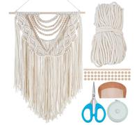 FREEBLOSS Kit de macramé bohemio para colgar en la pared, tapiz de borla tejida, cuerda de algodón, kit de macramé con instrucciones para adultos principiantes, 40 cm de ancho