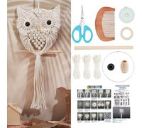 FREEBLOSS Kit de macramé de búho para principiantes, kit de macramé para colgar en la pared, kit de macramé con instrucciones (idioma español no garantizado), decoración colgante de macramé para