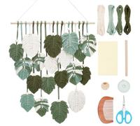 FREEBLOSS Kit de macramé para colgar en la pared, diseño de hojas, para colgar en la pared, kit de macramé para principiantes, con instrucciones (idioma español no garantizado), kit de macramé para
