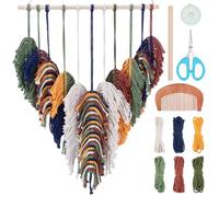 FREEBLOSS Kit de plumas de macramé hecho a mano para colgar en la pared, kit de hojas tejidas para colgar en la pared, kits de macramé para adultos principiantes, decoración de pared, macramé de