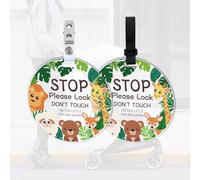 FREEBLOSS Paquete de 2 letreros de bebé con texto en inglés "No Touching Baby Animals No Kissing Baby Stroller Tag Please Do Not Touching" con 4 correas para colgar y clip para recién nacido, regalo