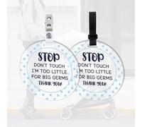 FREEBLOSS Paquete de 2 letreros de bebé con texto en inglés "No Touching Baby" con la estrella azul, no tocar o besar, letrero para cochecito de bebé, regalo para recién nacido, bebé, niña, niño,